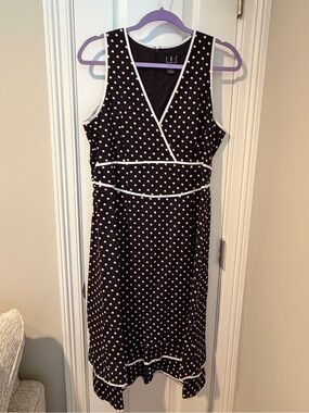 INC International Concepts Black and White Polka Dot Midi Dress